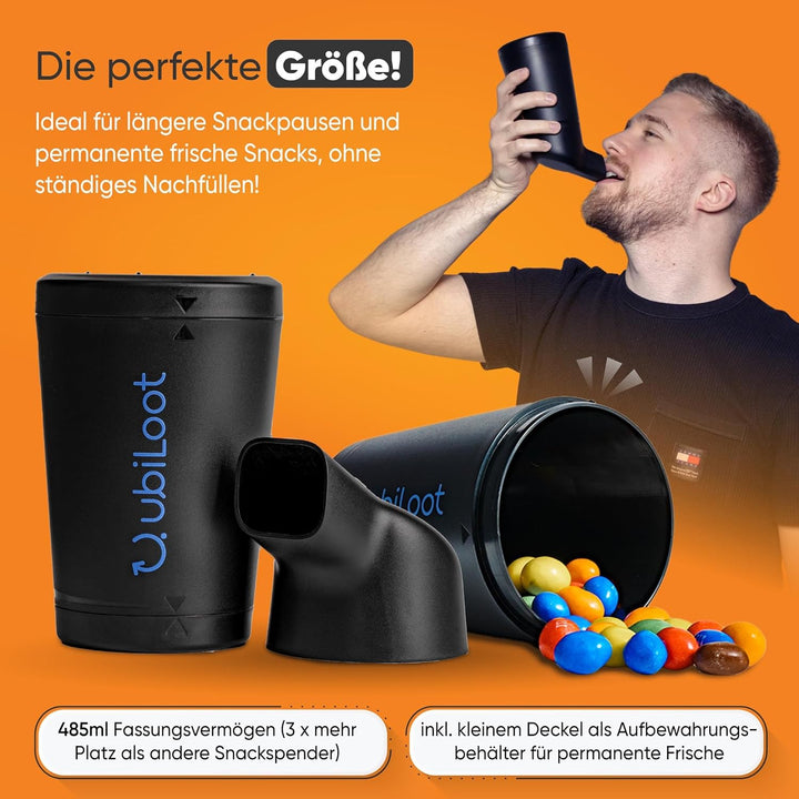 Innovativer Snackspender für saubere Hände & Equipment [485ml] - Ideal für Gaming, Büro & Freizeit -
