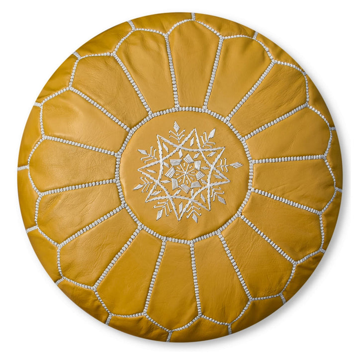Poufs&Pillows Premium Echt Leder Pouf - Handgefertigt - Gefüllt geliefert - Ottoman, Sitzsack, Fussh