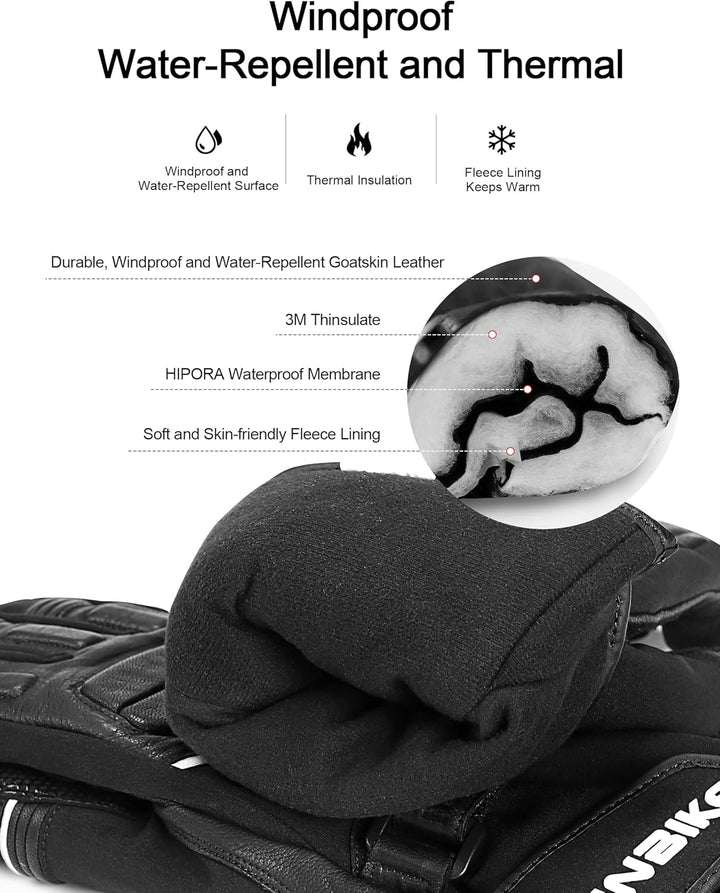 INBIKE Winterhandschuhe Zigenleder Arbeishandschuhe Wasserdicht und Thermo mit 3M Thinsulate für Arb