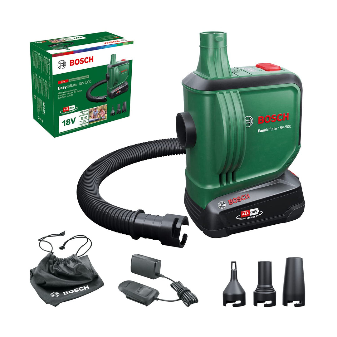 Bosch elektrische Luftpumpe/Luftpumpe für Luftmatratze EasyInflate 18V-500 (1x 2,0 Ah Akku; 18 Volt