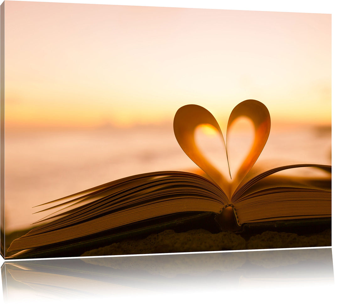 Pixxprint Das Herz aus Einer Buchseite, Format: 100x70 auf Leinwand, 100x70