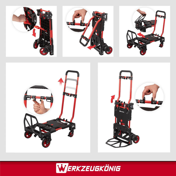 2-in-1 Transportwagen klappbar - Sackkarre &amp; Plattformwagen | Flexibler Allrounder für Umzug, Einkau