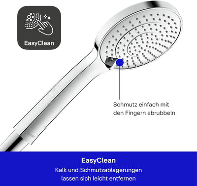 Duravit Universal Duschkopf, Duschbrause mit 3 Strahlarten (Rain, Intense Rain, Soft Rain), Handbrau