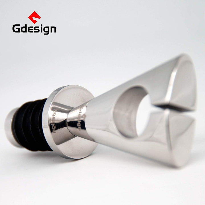 Gdesign Weinflaschenverschluss aus massivem Edelstahl Modernes Design, Geschenkpackung Weinstopper C