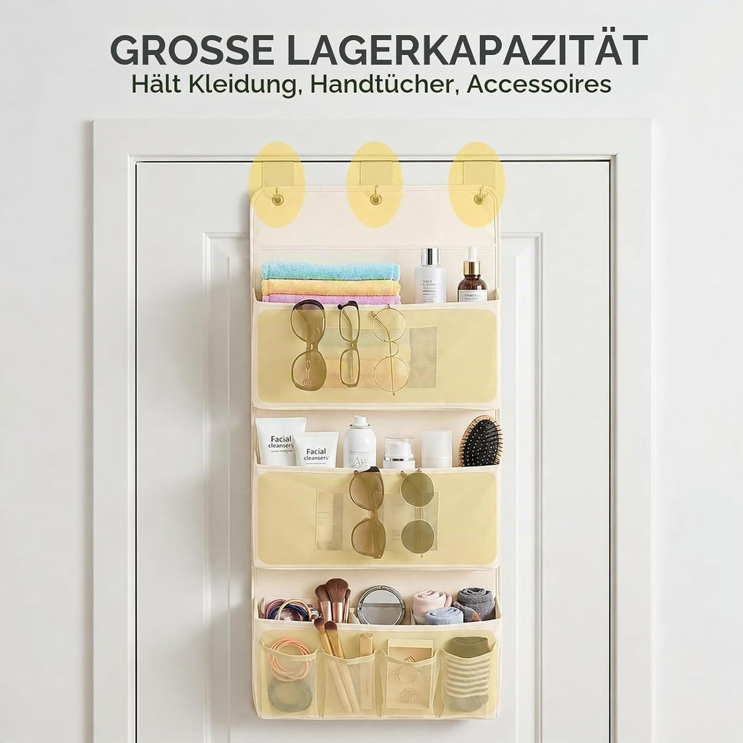 OMJMYY Hängeorganizer Tür 3-Schichten 40x90cm Für Schlafzimmer, Beige | Aufbewahrung Hängend, 3 Hake