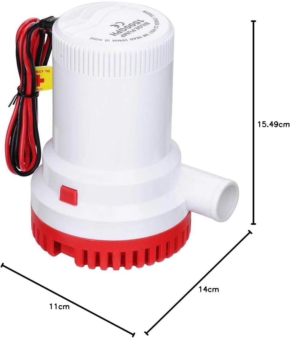 TOTMOX 12V 1500 G/H Universal-Marine-Lenzpumpe Tauchwasserpumpe, langlebige elektrische Tauchwasserp