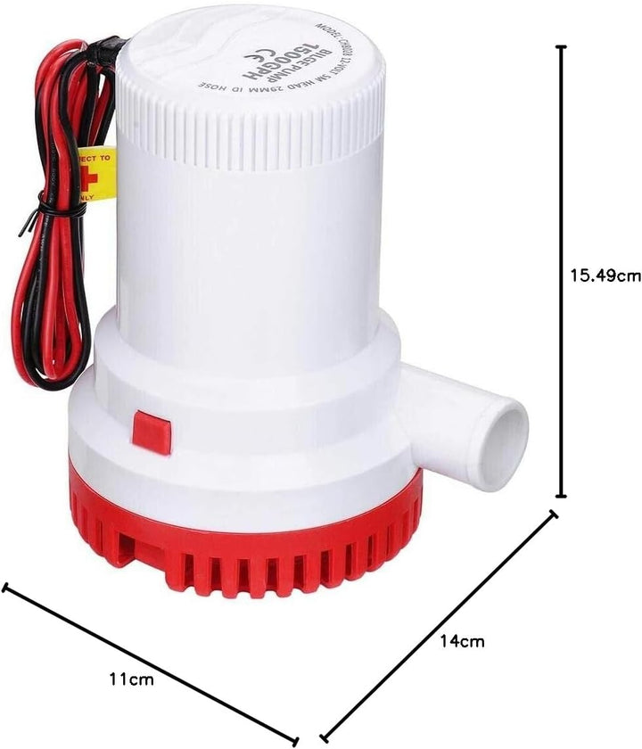 TOTMOX 12V 1500 G/H Universal-Marine-Lenzpumpe Tauchwasserpumpe, langlebige elektrische Tauchwasserp