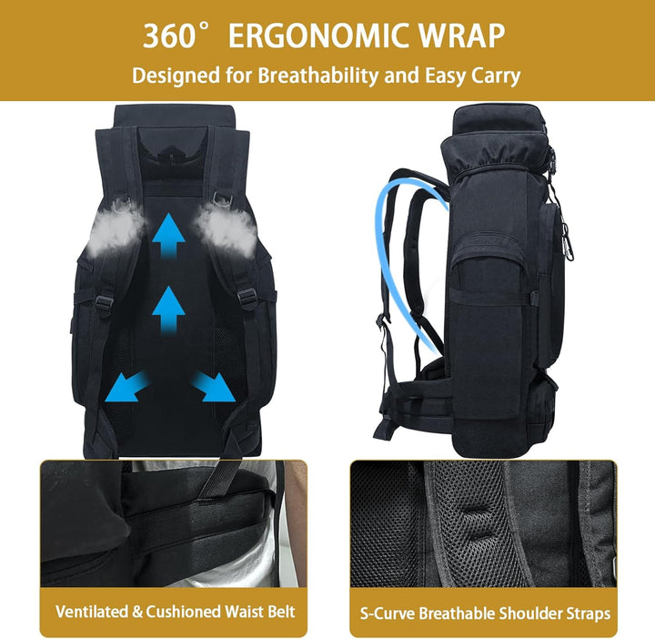 Vaupan Wandern Rucksack, 80L Camping Rucksack, wasserdichte grosse Outdoor Sport Reise Daypack Molle