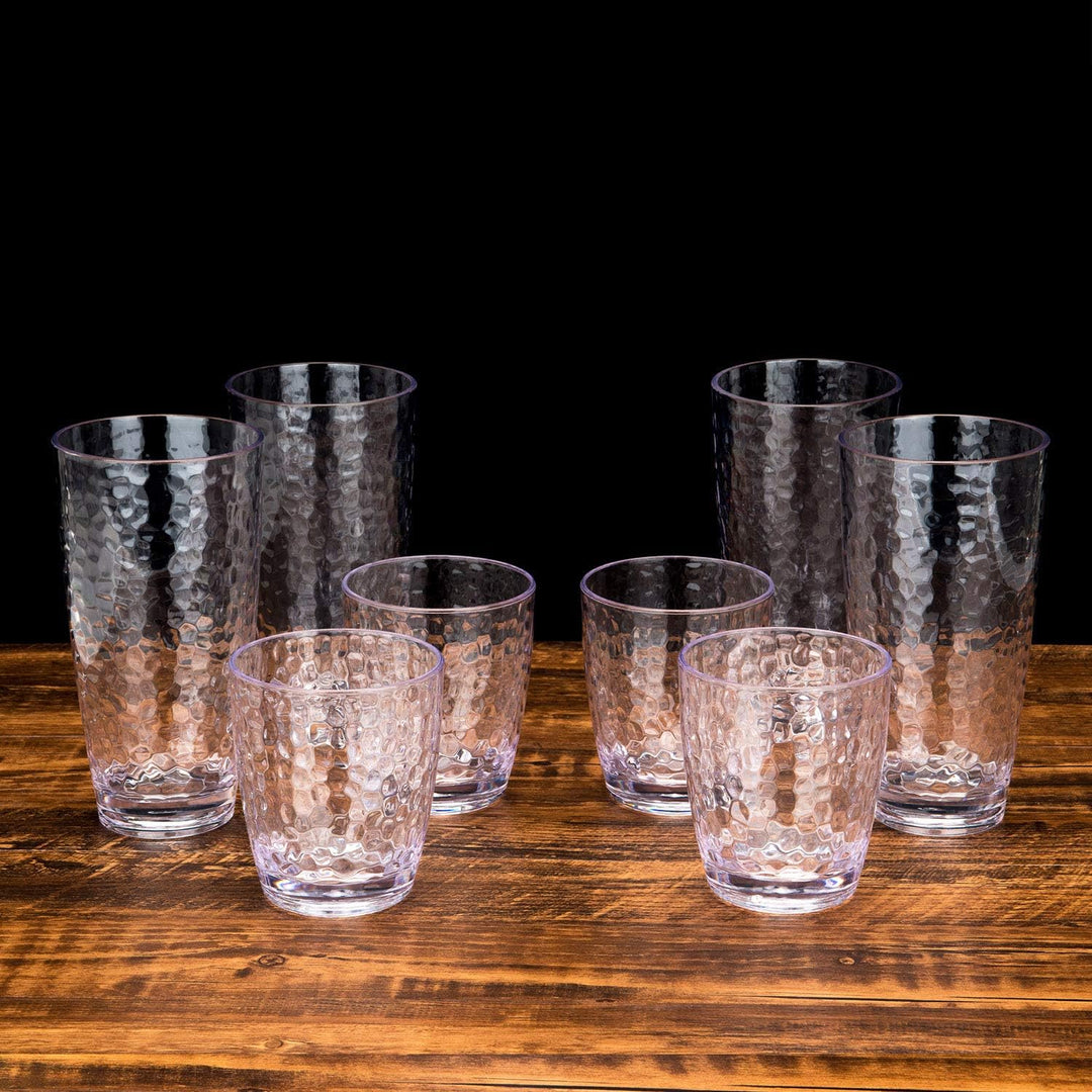 yongzhenlite 6er-Set Gehämmerter Stil 15 Unzen / 430 ml Acrylgläser Kunststoffbecher für Hochzeitsfe