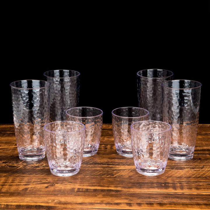yongzhenlite 6er-Set Gehämmerter Stil 15 Unzen / 430 ml Acrylgläser Kunststoffbecher für Hochzeitsfe