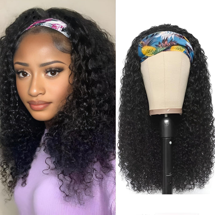 IFLY Headband Wig Locken Perücke Frauen Echthaar Deep Curly Human Hair Wig for Black Woman Haarverlä