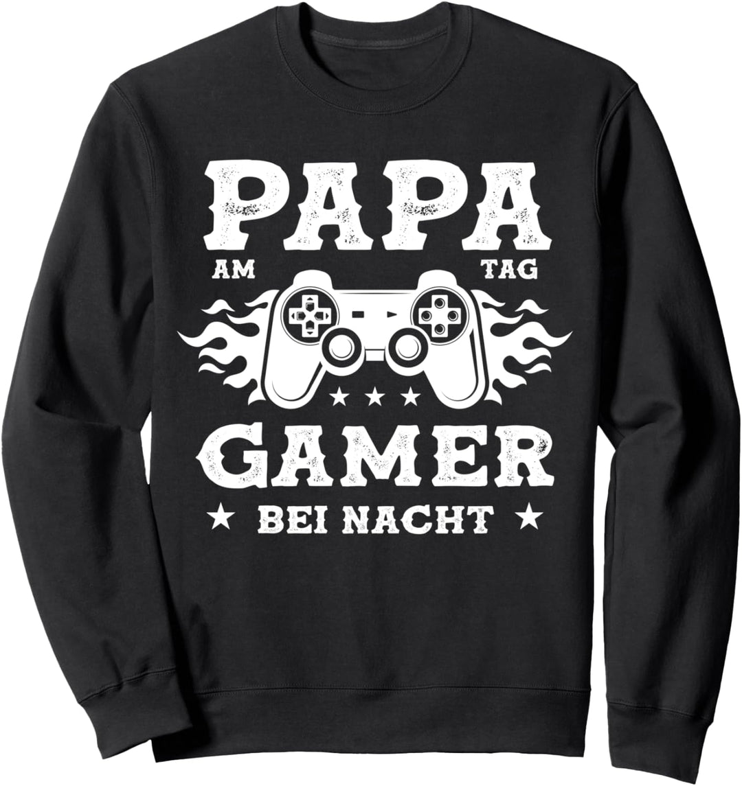 PAPA AM TAG GAMER BEI NACHT | Vater Gaming Zocker Geschenk Sweatshirt