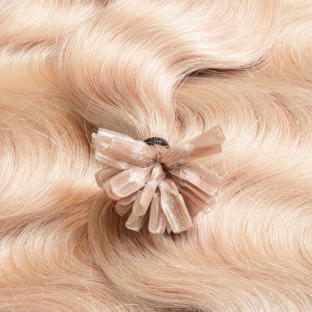 hair2heart Premium Extensions Echthaar Bondings Gewellt - 100 Strähnen 1g 60cm Aschblond #20 Aschblo
