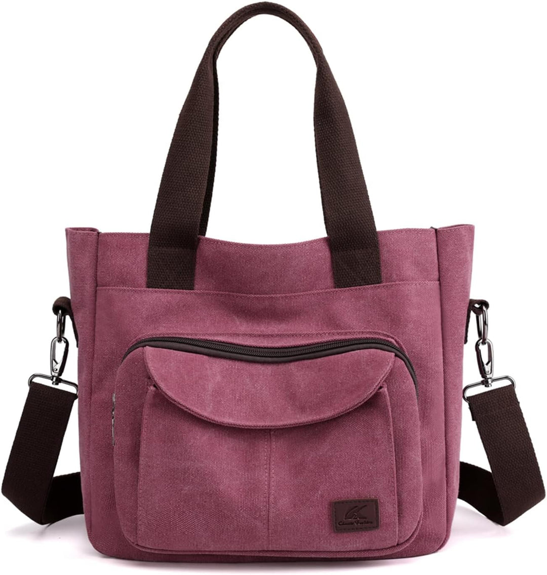 PORRASSO Damen Umhängetasche Canvas Schultertasche Handtasche Hobotasche Tote Mädchen Crossbody Bag