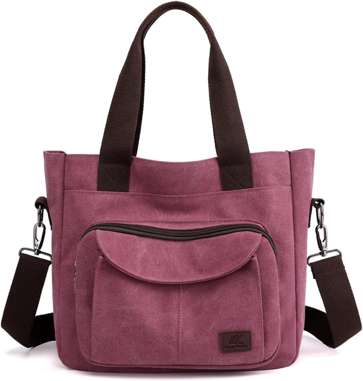 PORRASSO Damen Umhängetasche Canvas Schultertasche Handtasche Hobotasche Tote Mädchen Crossbody Bag