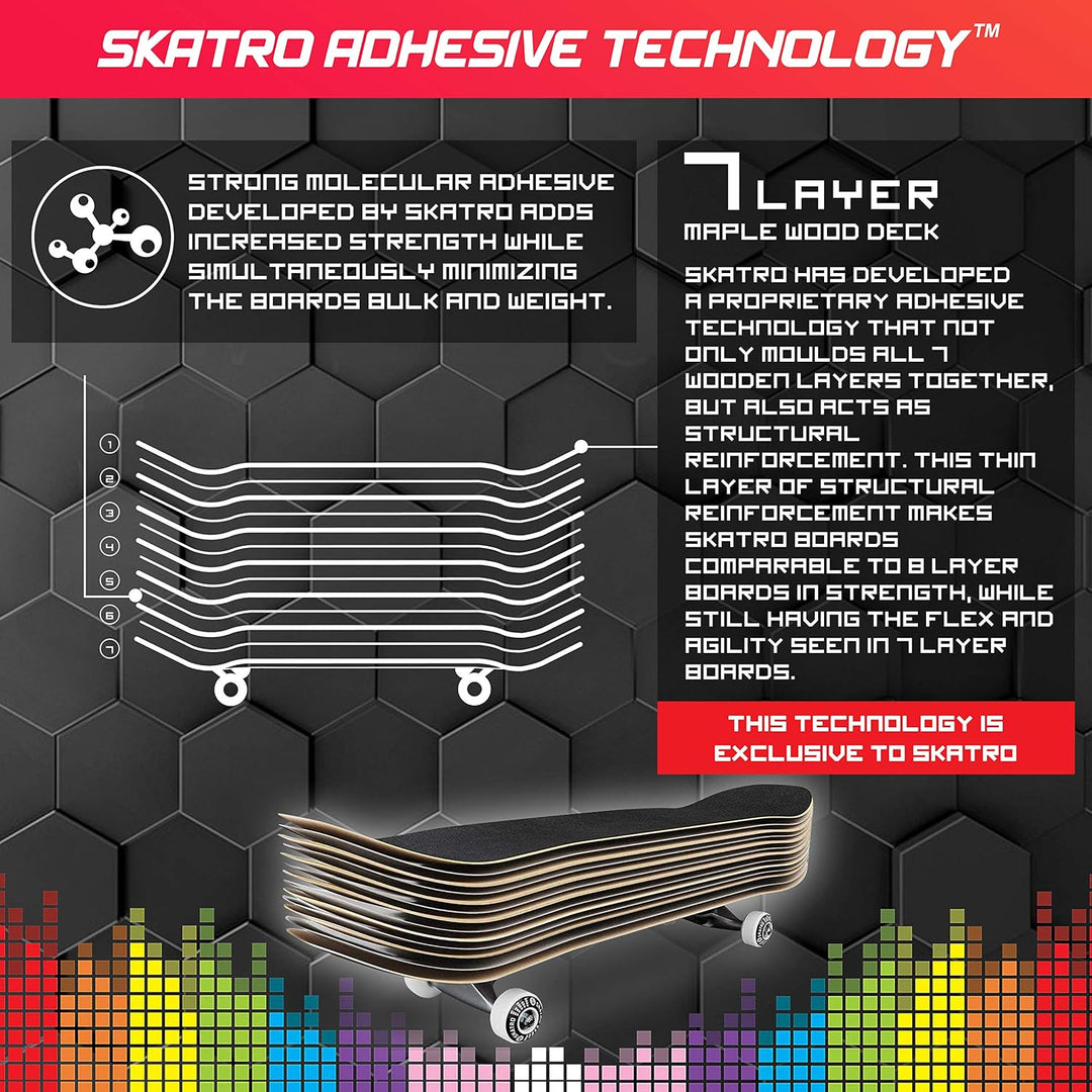 SKATRO - Pro Skateboard, 78,7 cm, komplettes Skateboard, Alter: Erwachsene, Jungen, Mädchen, Anfänge