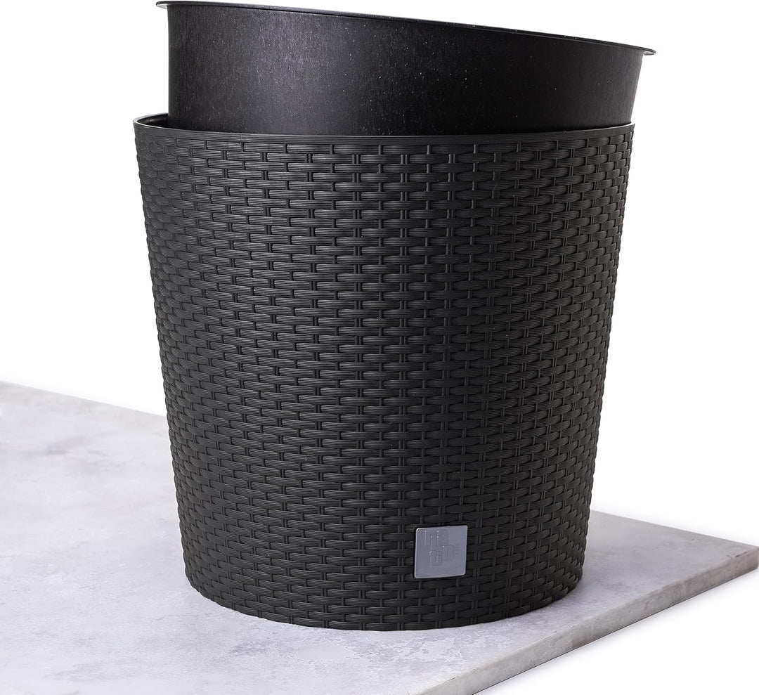 HappyFlower MultiProject Blumentopf Pflanzkübel inkl. Einsatz rund Rattan-Optik 4 Grössen 4 Farben Ü