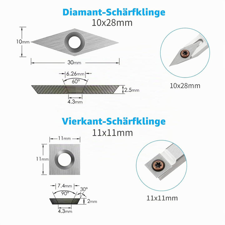 DEEFIINE Hartmetall Wendeschneidplatten Set fur DrehmeiBel, 8 Stück CNC Hartmetall Drechselwerkzeuge