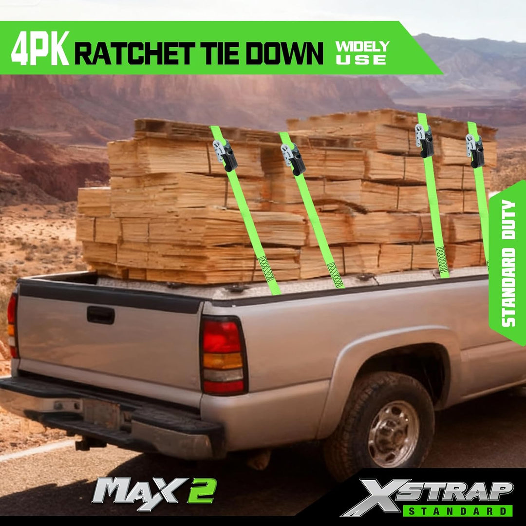 XSTRAP Spanngurte mit Ratsche, 4 Stück – 4,5 m – 226,8 kg Tragkraft, 680,4 kg Bruchfestigkeit, Ladun