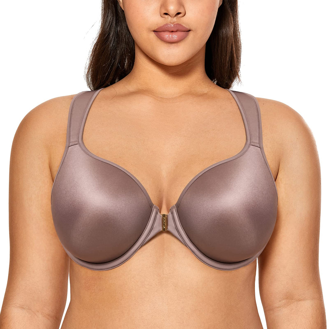 AISILIN Damen Vorderverschluss Racerback BH - Bügel, mit Leicht Gepolsterte 75E Mochaccino, 75E Moch