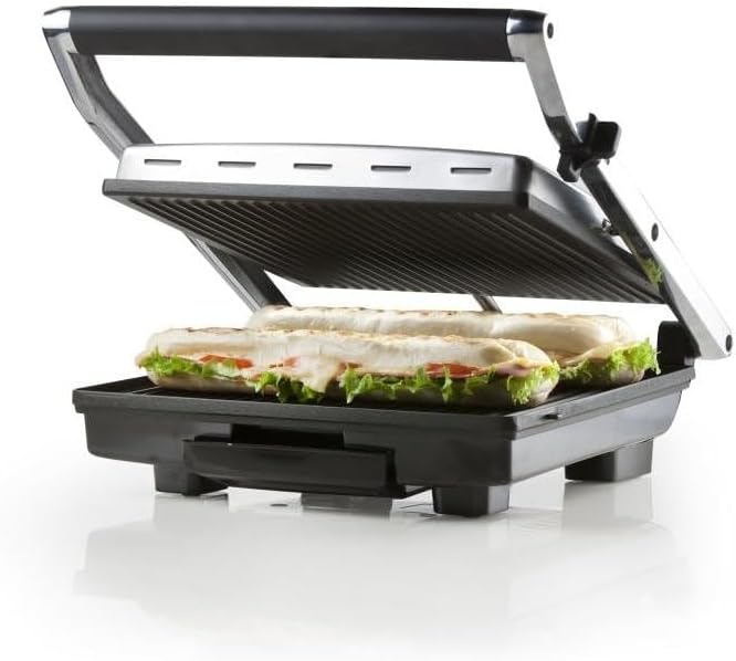 DOMO DO9135G Kontaktgrill - Edelstahl - Ideal zum Grillen von Paninis, Toasts, Fleisch, Fisch und Ge