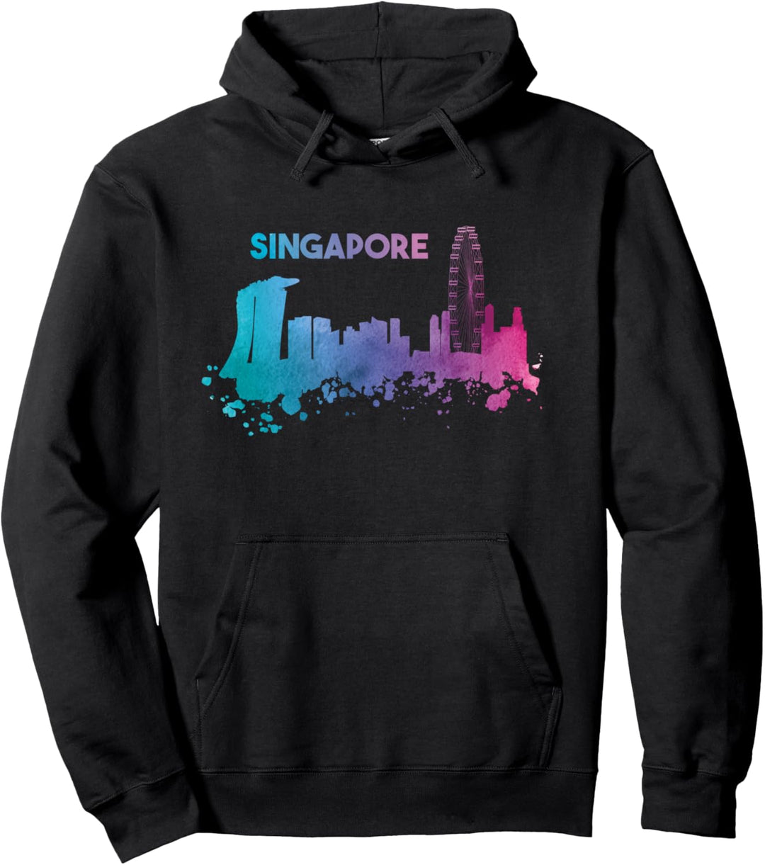 Singapur skyline, World Football Souvenir Stadt Aquarell Pullover Hoodie