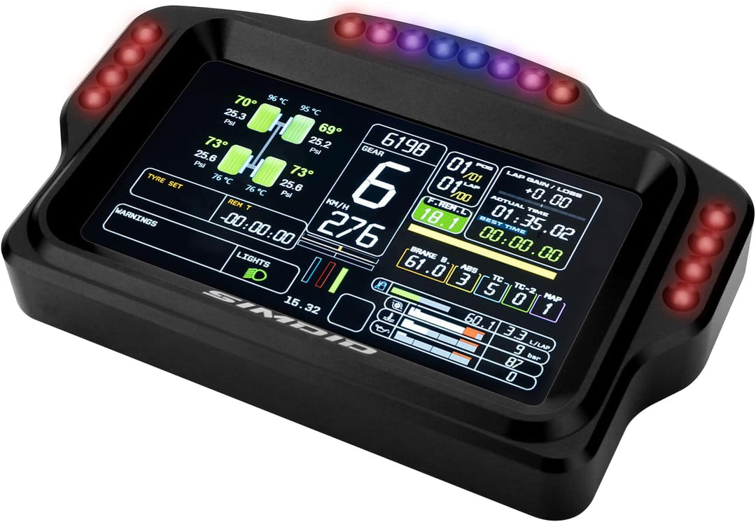 DV480 PRO V5 Dashboard SIM Rennen Dash Display mit 5" Bildschirm & 16 RGB LEDs für Simulation Rennsp