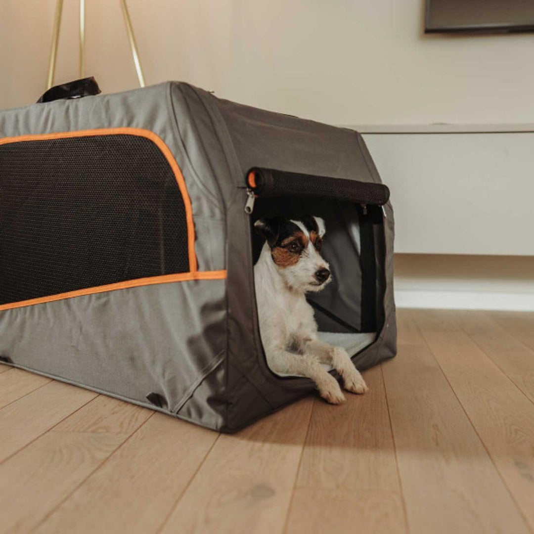 HUNTER faltbare Hundebox mit Aluminium-Gestell, Farbe: anthrazit/orange, faltbar & leicht, Alu-Geste