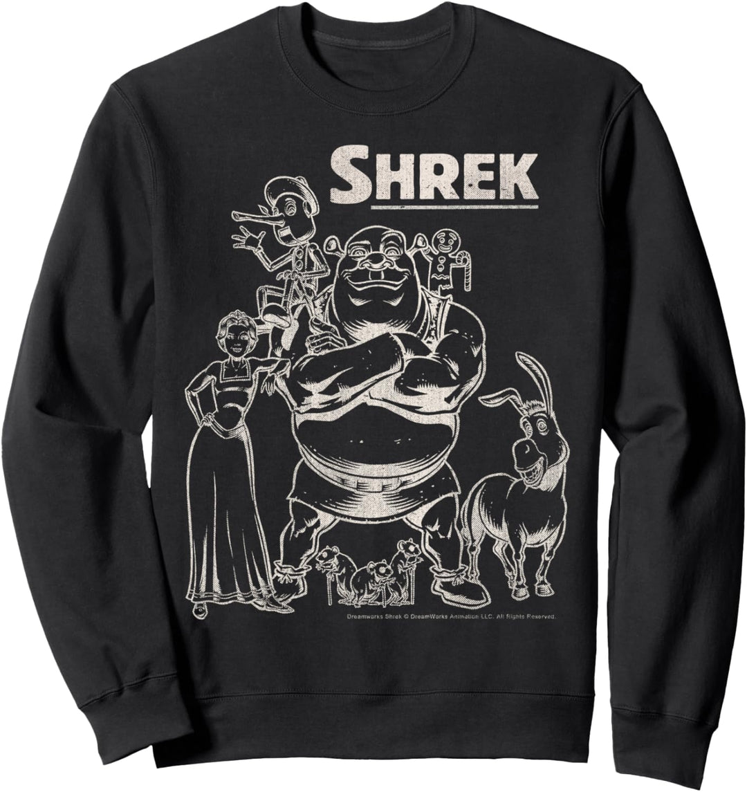 Shrek Group Shot Faded Portrait Sweatshirt