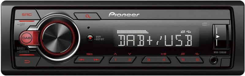 Pioneer MVH-130DABAN mit DAB Antenne, 1DIN Autoradio mit RDS und DAB+, USB, AUX-Eingang, geringe Ein