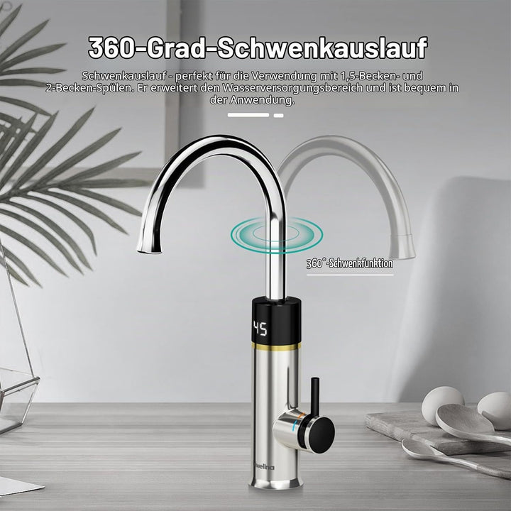 Küche elektrische Wasserhahn, schnelle Heizung Wasserhahn, Edelstahl Warmwasser mit digitaler Anzeig