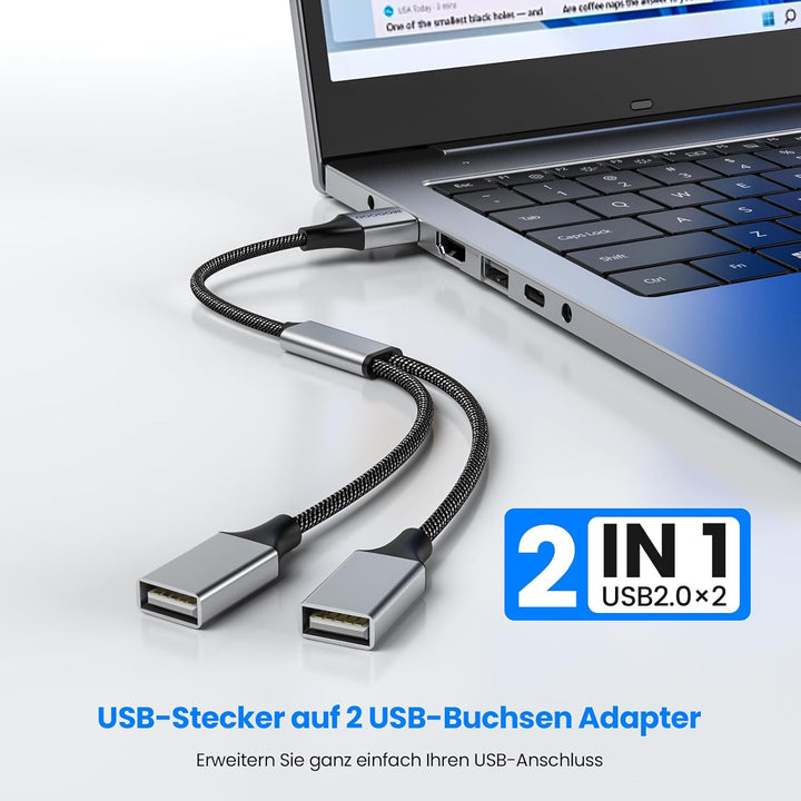 MOGOOD USB Splitter Kabel USB Y Splitter Adapter Dual USB 2.0 Netzkabe lweiterung für Lade/Daten übe