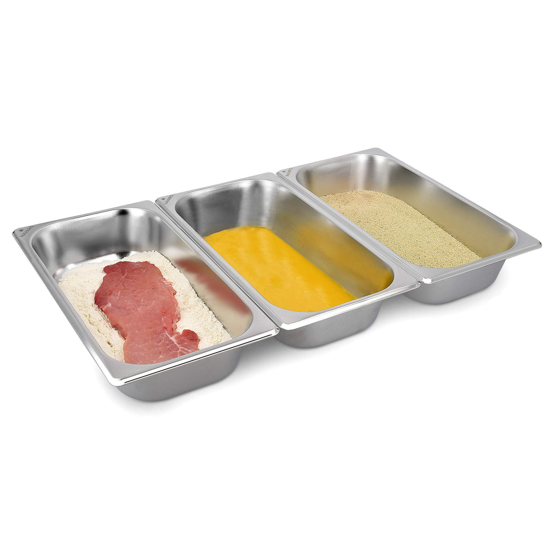 Navaris Panierschalen Set aus Edelstahl 3-teilig - 3x Schale zum Panieren 32,5 x 17,5 x 6,5 cm - Sch