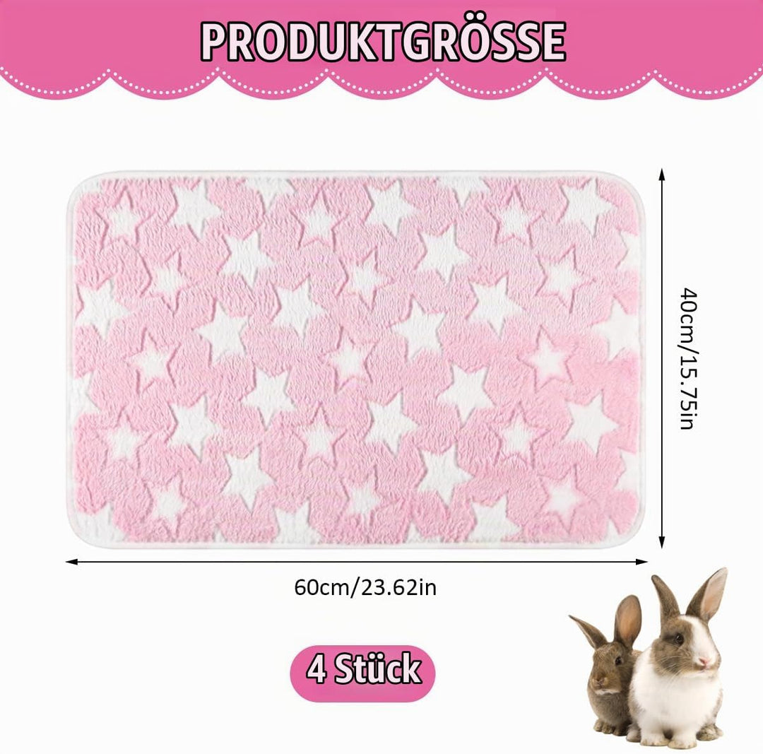 4 Stück Wasserdicht Meerschweinchen Fleecedecken Kleintier-Bettmatte, Warme Flauschige Flanell Meers