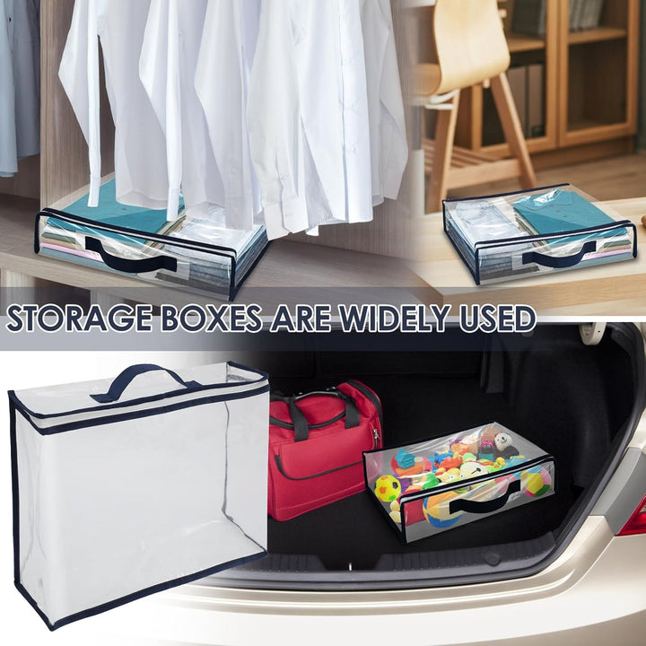 6 Stück Aufbewahrungstasche,Transparente PVC Umzugskartons Aufbewahrungsboxen mit Deckel,Faltbare Re