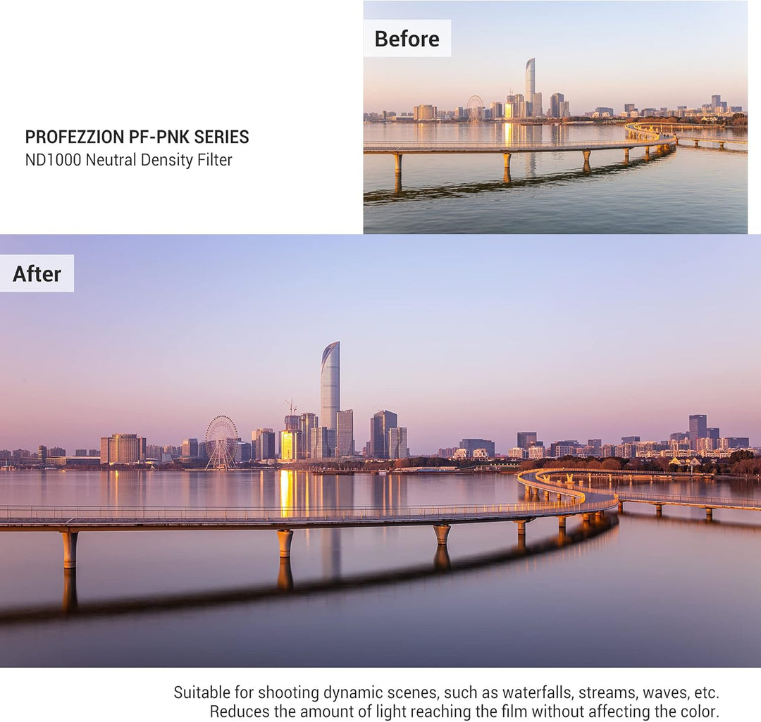 PROfezzion Fixed ND Filter 55mm ND1000 10 Stops Graufilter für Nikon D3500 D3400 D5600 mit AF-P 18-5