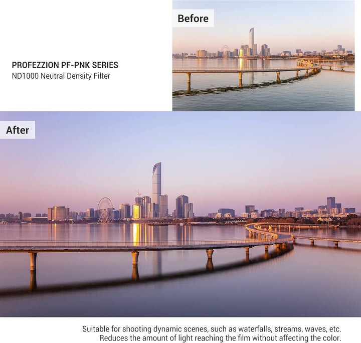 PROfezzion Fixed ND Filter 55mm ND1000 10 Stops Graufilter für Nikon D3500 D3400 D5600 mit AF-P 18-5