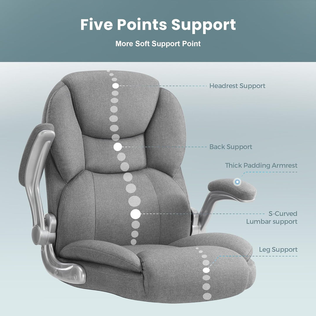 IWMH Bürostuhl Ergonomischer Schreibtischstuhl Chefsessel Drehstuhl mit hochklappbarer Armlehne, höh