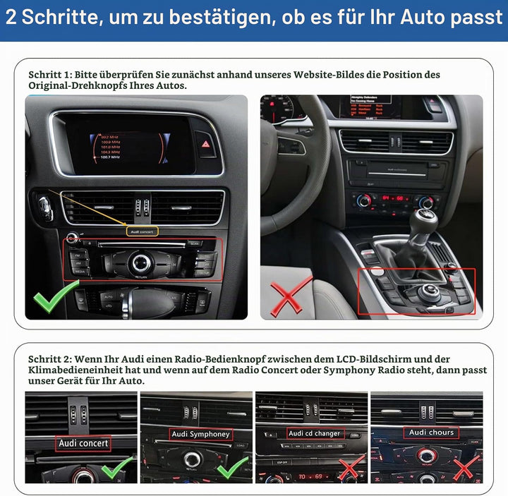 Road Top Retrofit Kit Decoder mit drahtlosem Apple CarPlay Android Auto Interface für Audi S4 S5 A4