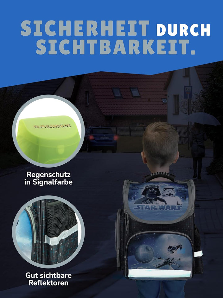 Familando - Schulranzen Set CLOU - 5-teilig mit Federmappe - Star Wars Classic - Ergonomisch, stabil
