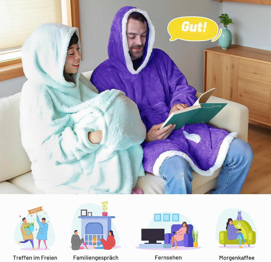 Catalonia Classy Decke mit Ärmel Oversize Hoodie Kuscheldecke-Kuscheldecke Zum Anziehen mit Ärmeln u