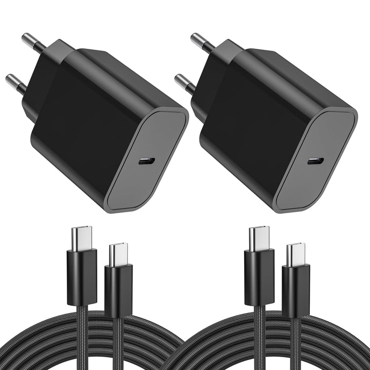 2-Pack 25W iPhone Ladegerät, USB C Stecker Schnellladegerät mit Kabel 2M, Netzteil für iPhone 17/17