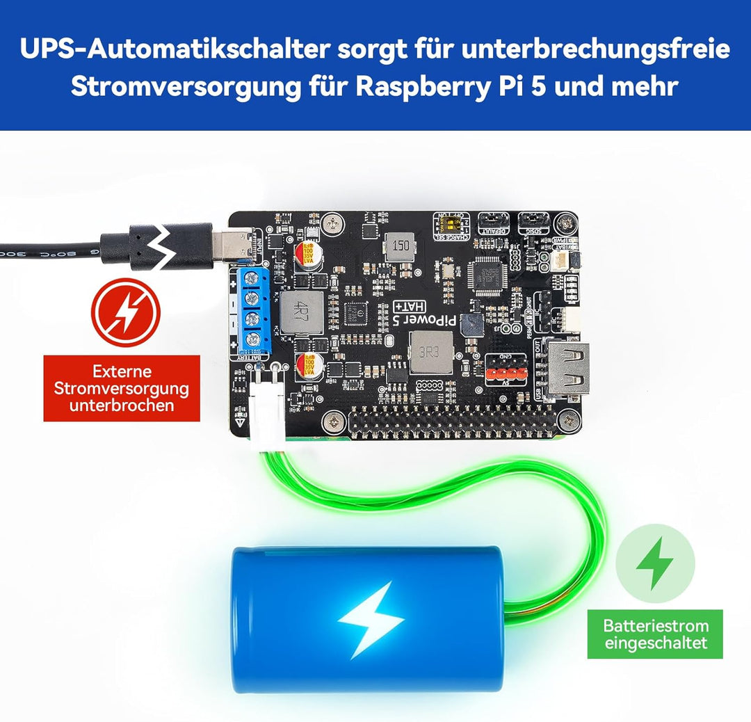 SunFounder Raspberry Pi 4 UPS Stromversorgung, Acrylgehäuse, Schutz des Raspberry Pi und der Daten,