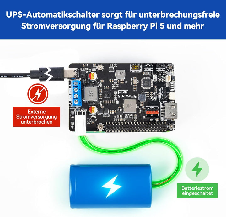 SunFounder Raspberry Pi 4 UPS Stromversorgung, Acrylgehäuse, Schutz des Raspberry Pi und der Daten,