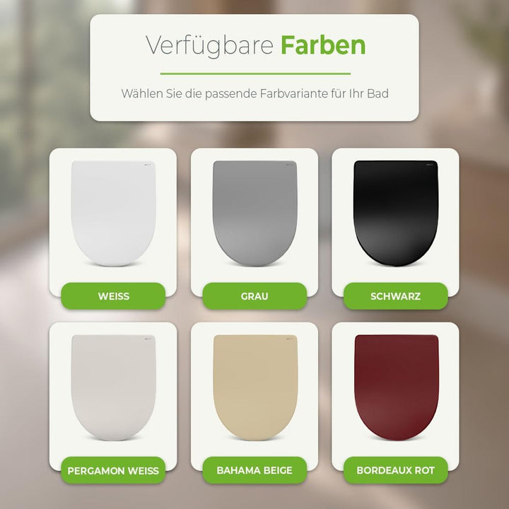 LUVETT® WC-Sitz mit Absenkautomatik D140 D-Form Soft Close® &amp; TakeOff EasyClean Abnahme, hygienisch