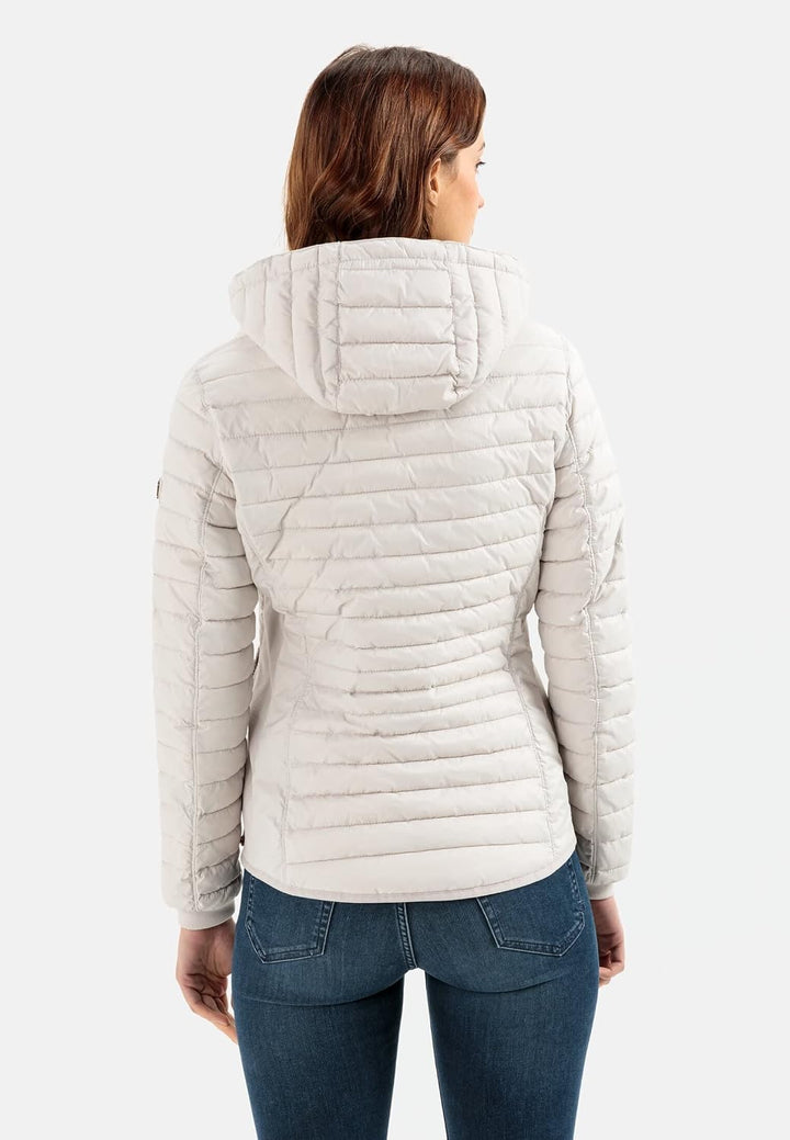camel active Damen leichte Steppjacke mit Abnehmbarer Kapuze 48 Steppjacke Weiss, 48 Steppjacke Weis
