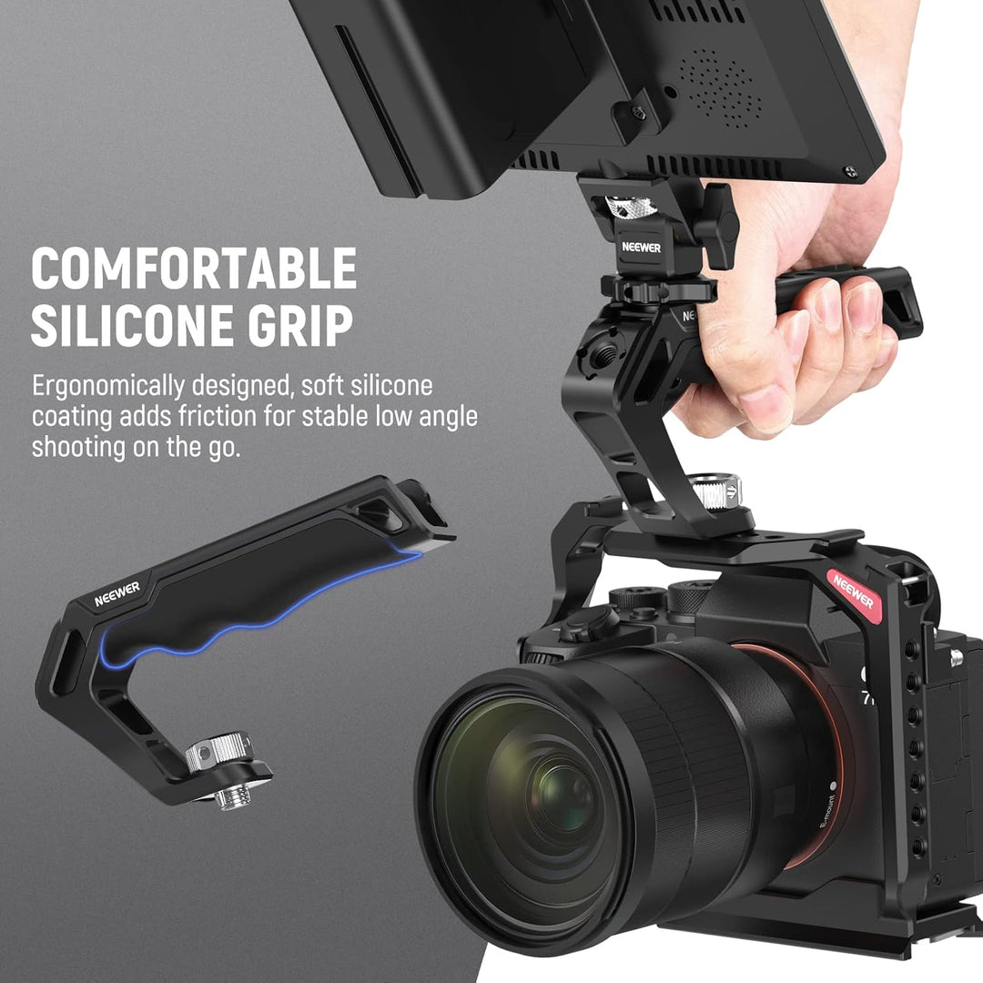 NEEWER Top Handle Oberer Kameragriff mit 3/8" ARRI Locating Schraube, komfortabler Silikongriff mit