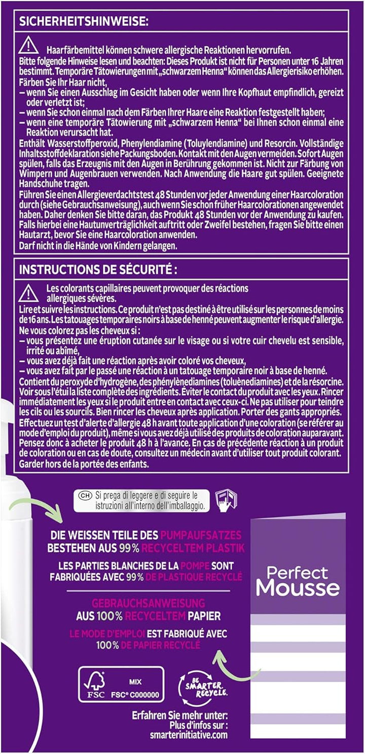 Schwarzkopf Perfect Mousse Permanente Schaumcoloration 365/3-65 Schoko Brownie (93 ml), Haarfarbe mi