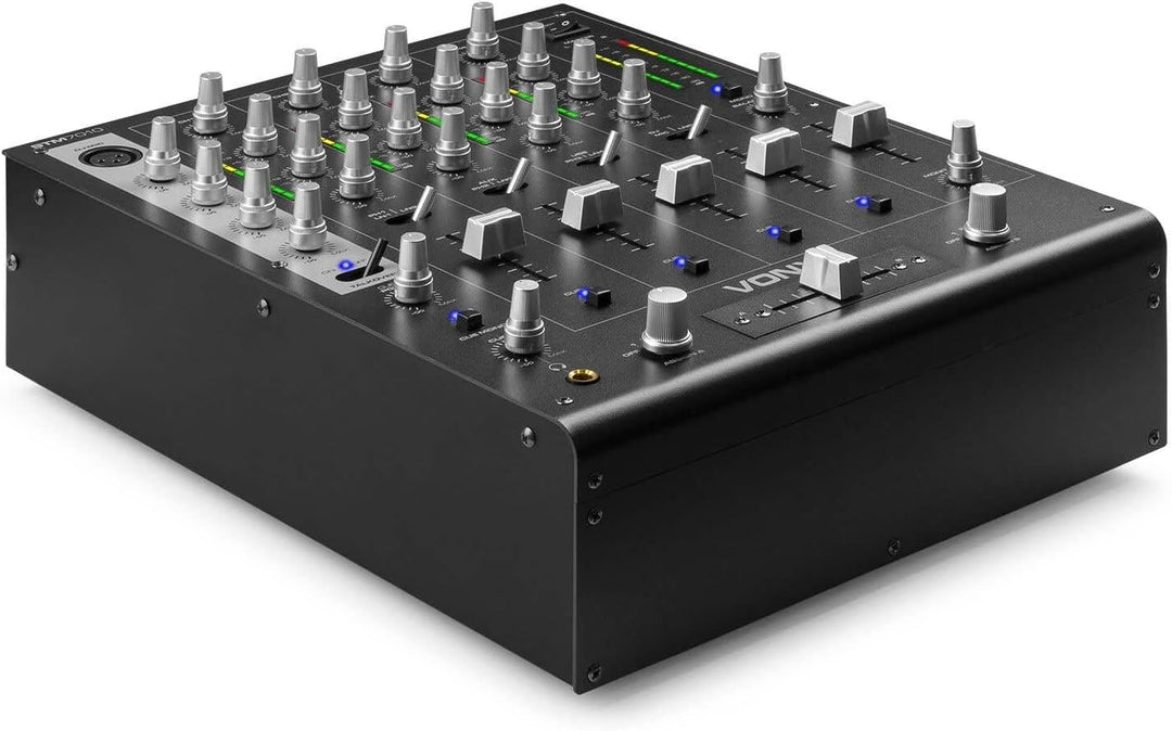 SkyTec STM-7010 - DJ Mischpult, 4 Kanäle mit USB-Eingang, Club Mixer, DJ Mixer, MIC-Inputs, DMX, Cro