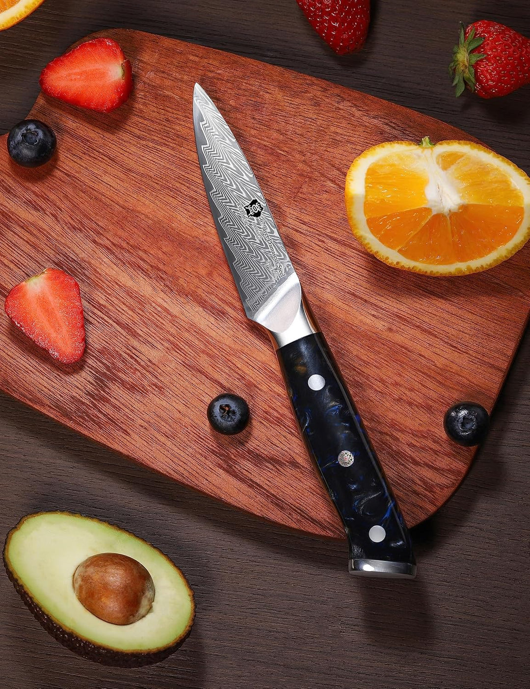 WILDMOK Kochmesser, 8cm, scharfes Obst, Japanisches VG10 Superstahl 67 Lagen Damaststahlmesser zum S